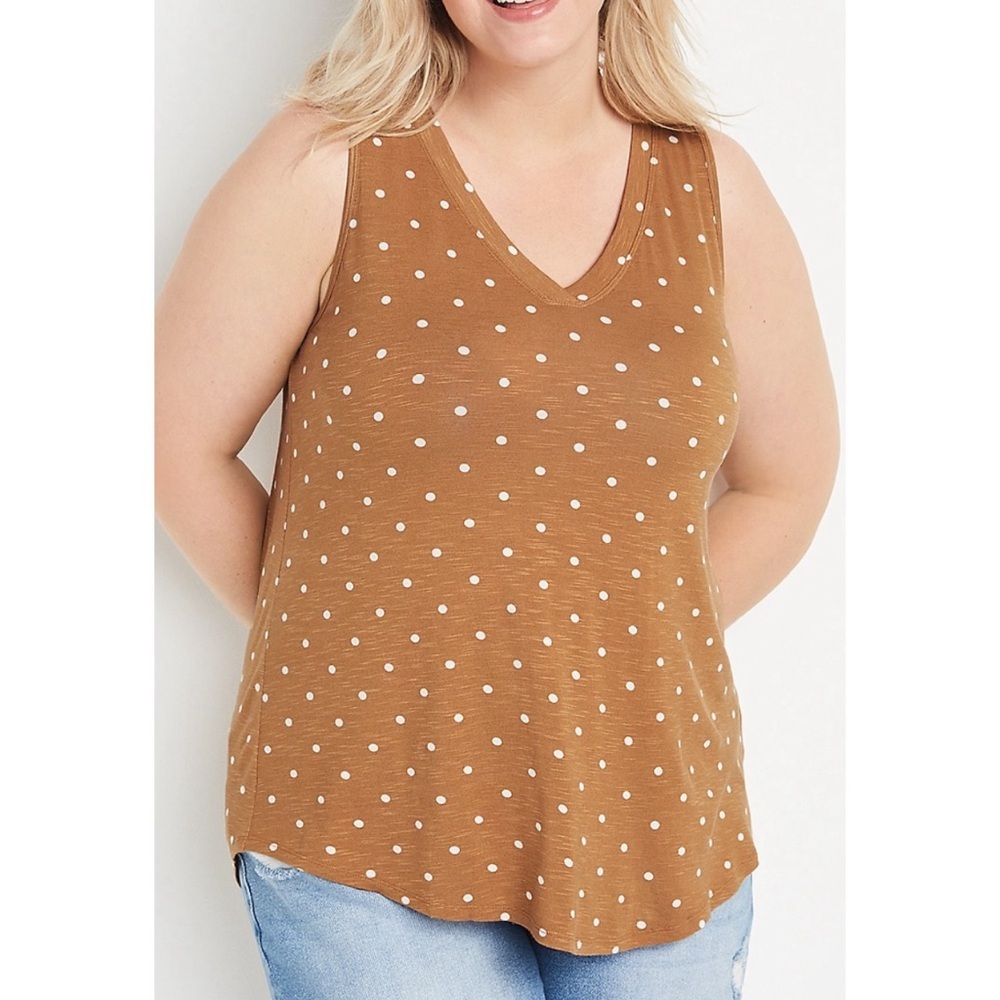 Maurices  24/7 Gold Polka Dot V Neck Tank Top